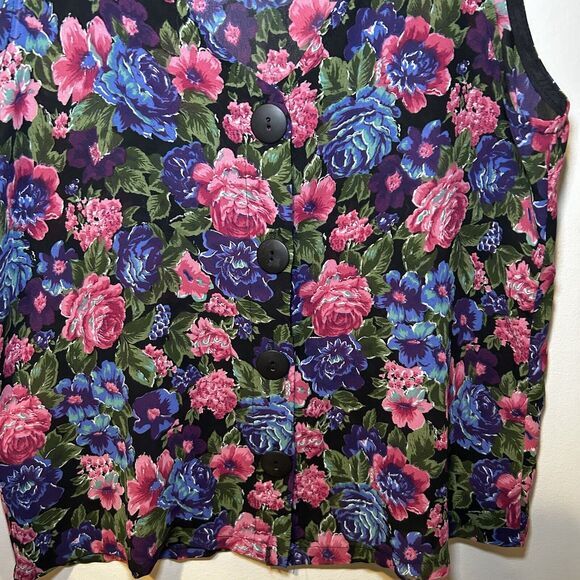 Vtg‎ Floral Button Front Top Judy Knapp Medium Summer Vacation Beachy Hawaiian - Picture 3 of 6